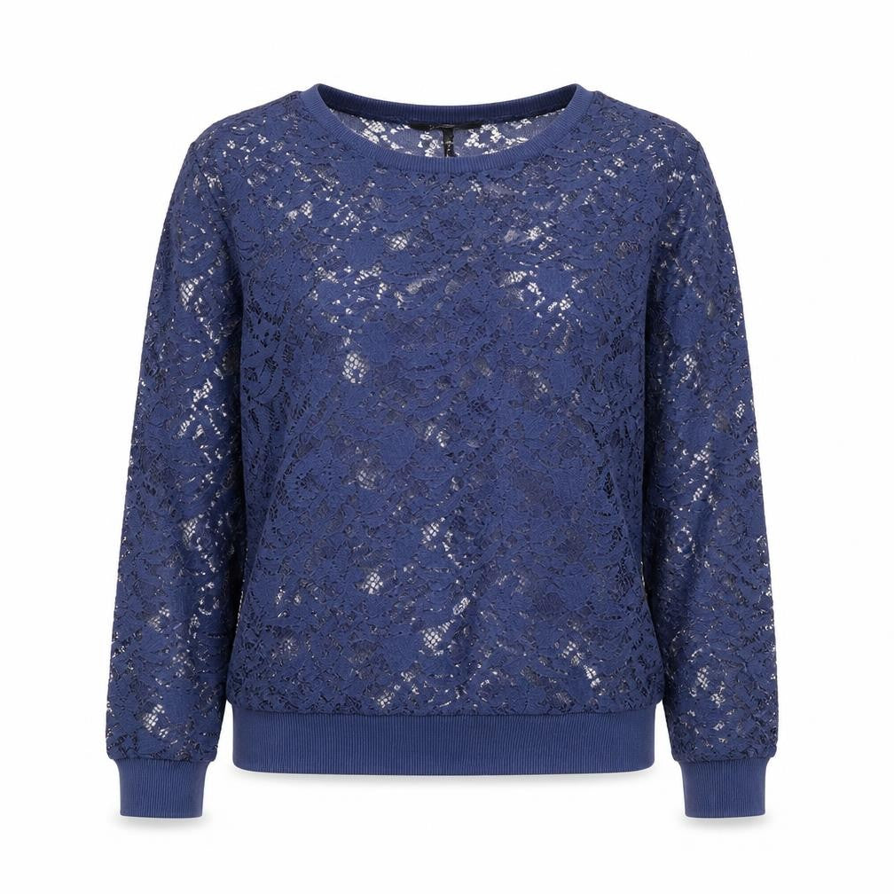 Front view of George women’s blue floral polyester pullover sweatshirt, size S, pullover