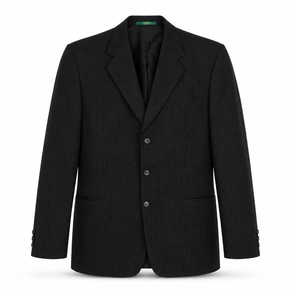 Front view of C&A men’s black striped wool jacket suit jacket, size 40
