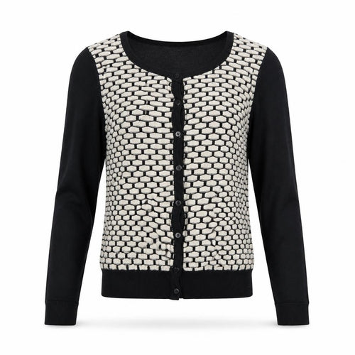 Dorothy Perkins Womens Black Scoop Neck Geometric Acrylic Cardigan Jumper Size 12