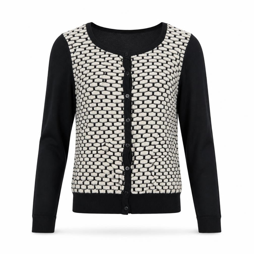 Dorothy Perkins Womens Black Scoop Neck Geometric Acrylic Cardigan Jumper Size 12