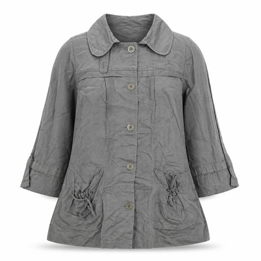 Front view of Marks & Spencer women’s grey jacket, size UK 10, button