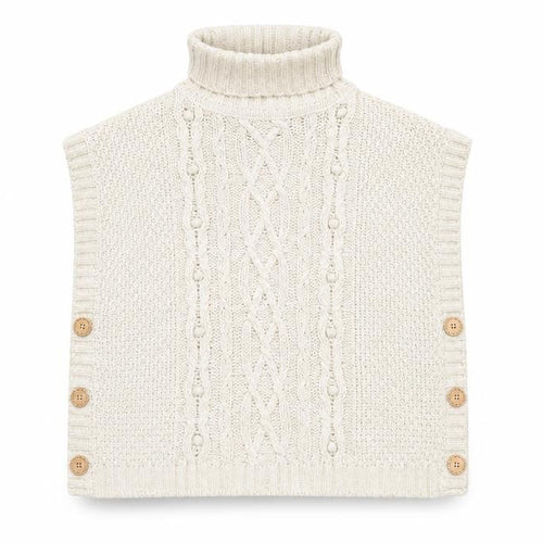 Lulurain Girls Beige Roll Neck Cotton Vest Jumper Size 9-10 Years Pullover