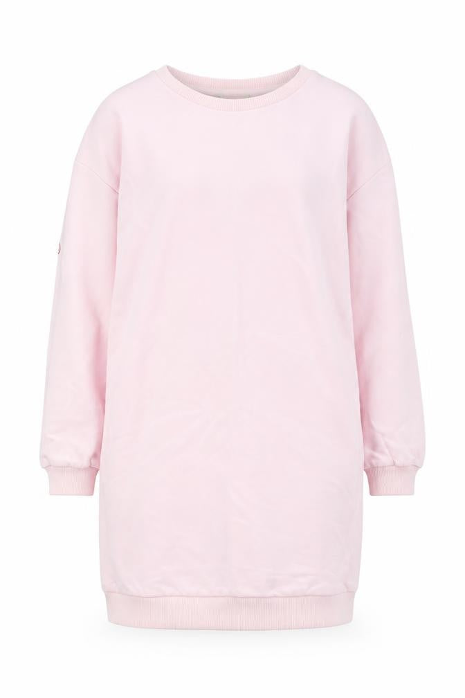 Front view of George girls’ pink cotton tunic sweatshirt, size 12-13, years pullover