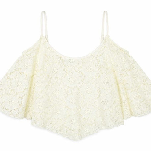 New Look Womens Ivory Nylon Cropped Tank Size 10 Round Neck