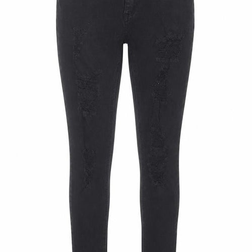PARISIAN SIGNATURE Womens Black Camel Skinny Jeans Size 6 L29 in Regular Button - Ripped Detail