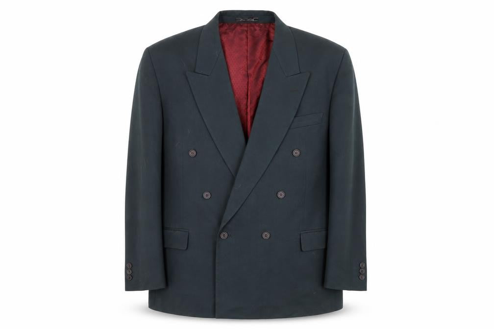 Front view of River Island men’s green polyester jacket suit jacket, size 44
