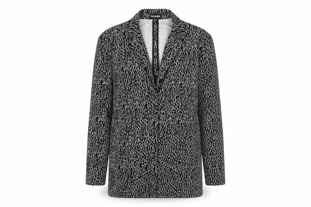 Front view of George women’s black animal print jacket blazer, size UK 10