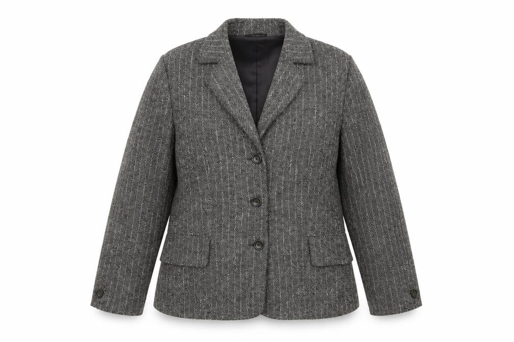 Olsen Womens Grey Striped Jacket Blazer Size 16 Button