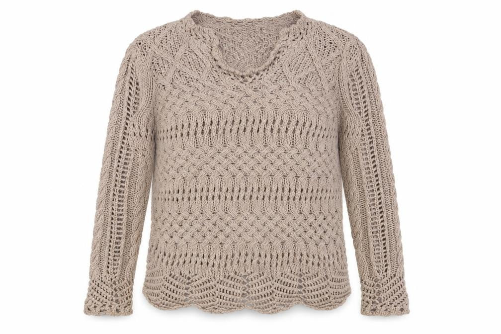 Front view of Amaryllis women’s brown scoop neck polyester jumper, size S