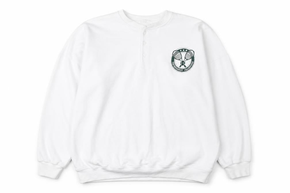 In the Style Womens White Polyester Henley Sweatshirt Size 10 Button - Tournament Champions