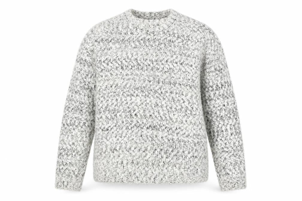 Front view of Amara Reya women’s grey crew neck polyester jumper, size L