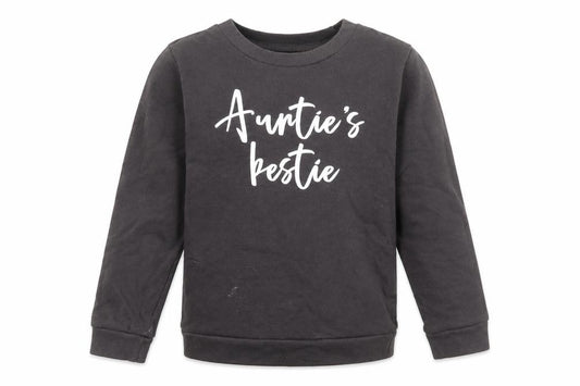 Front view of My rocking kids girls’ grey cotton pullover sweatshirt, size 7-8, years pullover - auntie's bestie