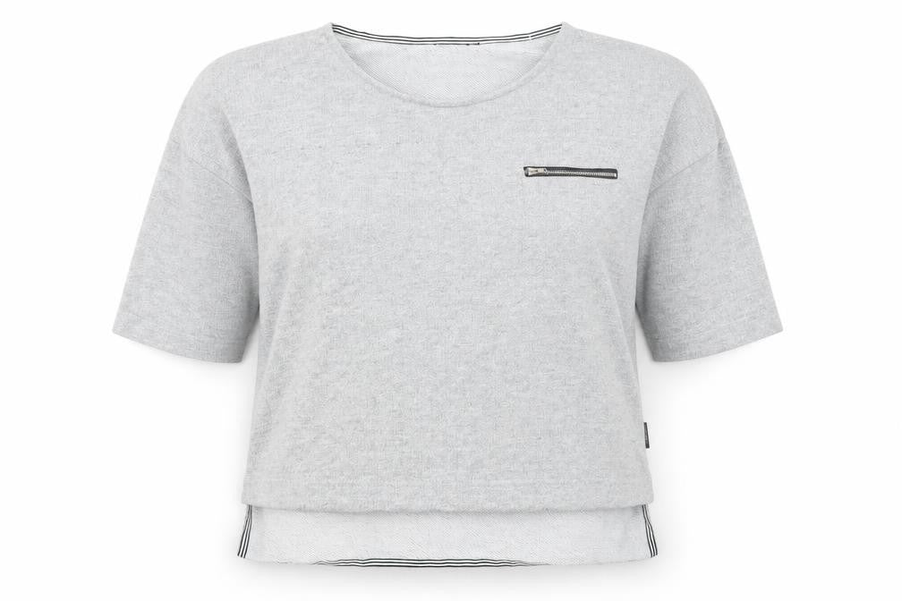 Front view of Primark women’s grey boat neck polyester jumper, size L