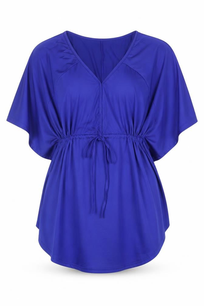 Zanzea Womens Blue Polyester Basic Blouse Size 14 V-Neck