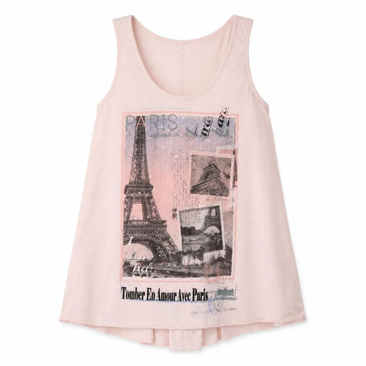 Front view of BHS women’s pink polyester basic tank, size UK 12, scoop neck - paris