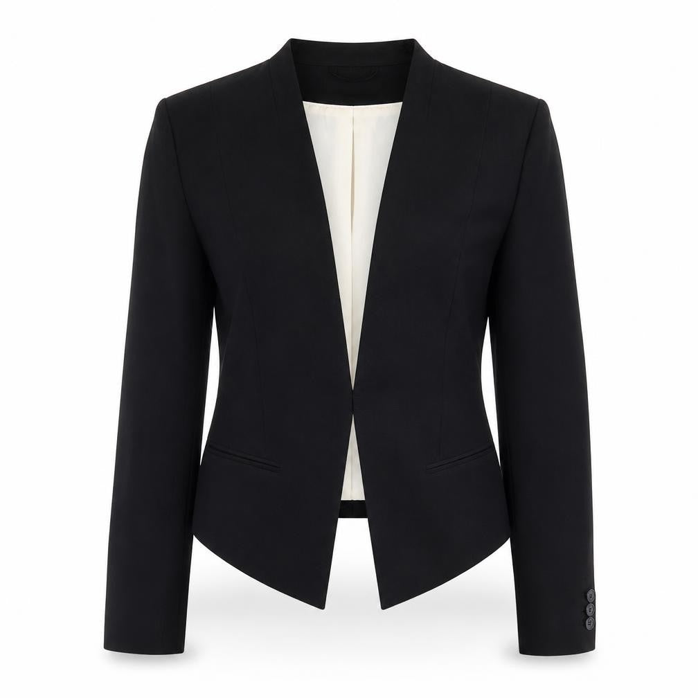 H&M Womens Black Polyester Jacket Suit Jacket Size 12