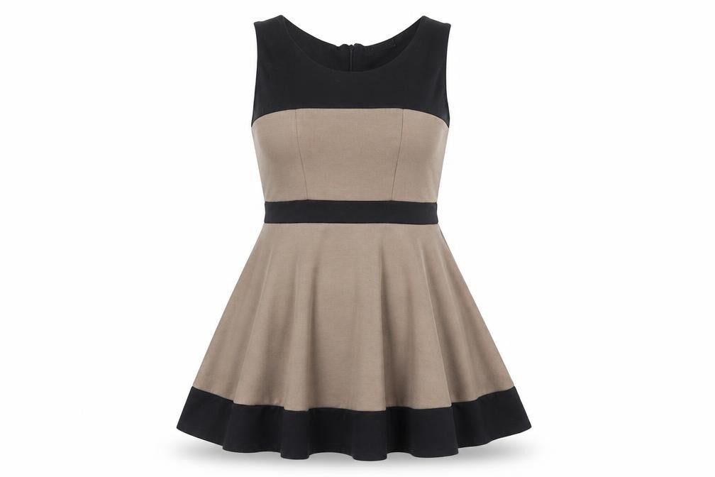 Graffic Womens Brown Polyester Skater Dress Size S Round Neck Zip