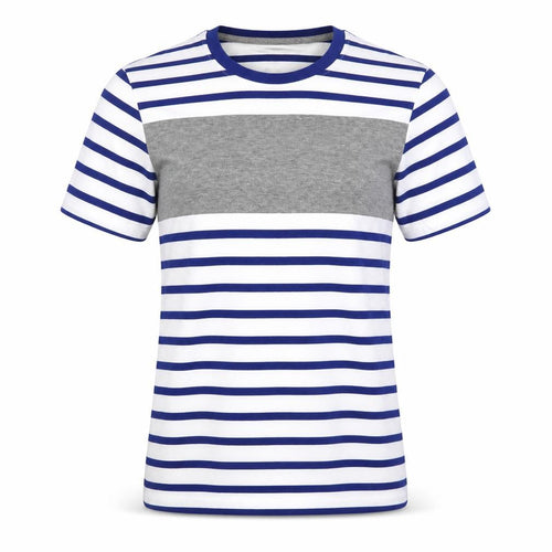 By Very Womens Blue Striped Cotton Basic T-Shirt Size XS Round Neck