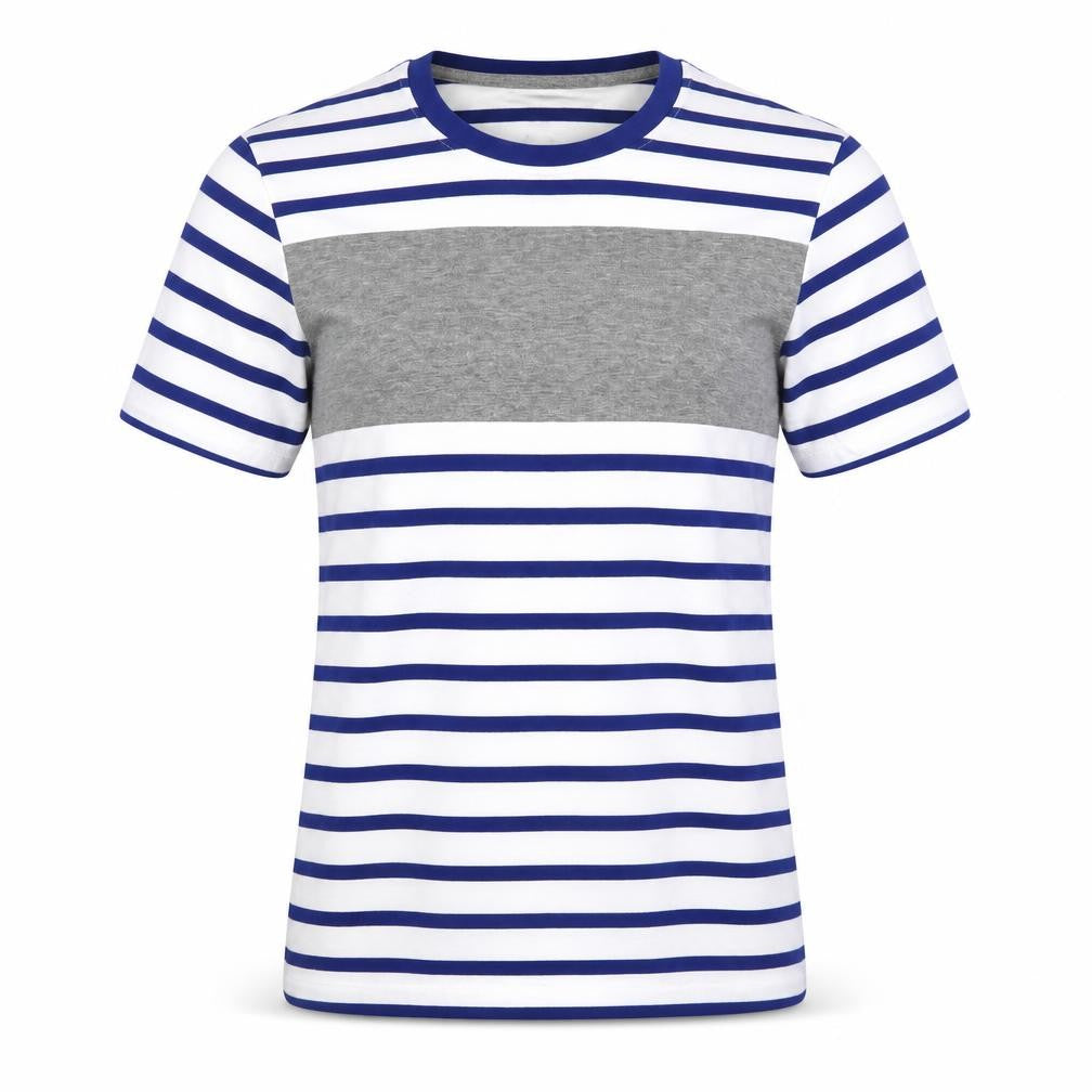 By Very Womens Blue Striped Cotton Basic T-Shirt Size XS Round Neck