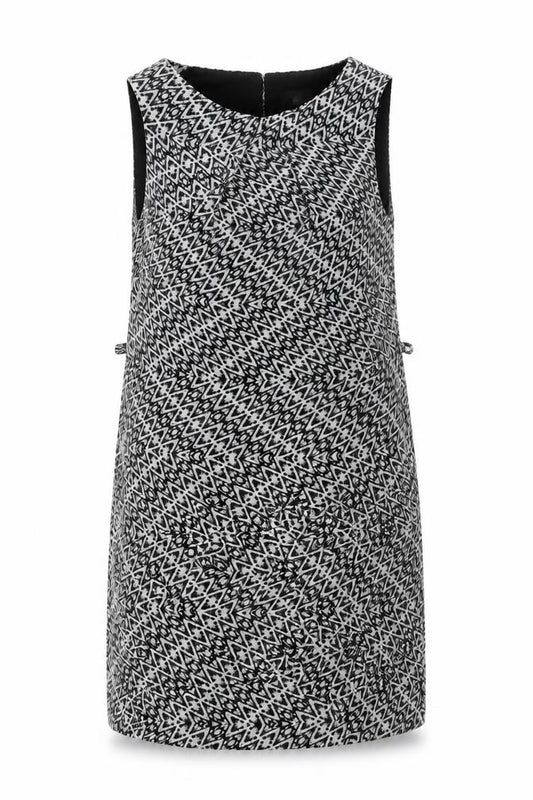Front view of Atmosphere women’s black geometric polyester a-line, size UK 14, round neck pullover