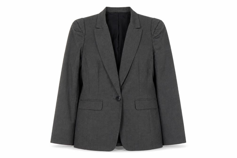 Preworn Womens Grey Polyester Jacket Suit Jacket Size 12