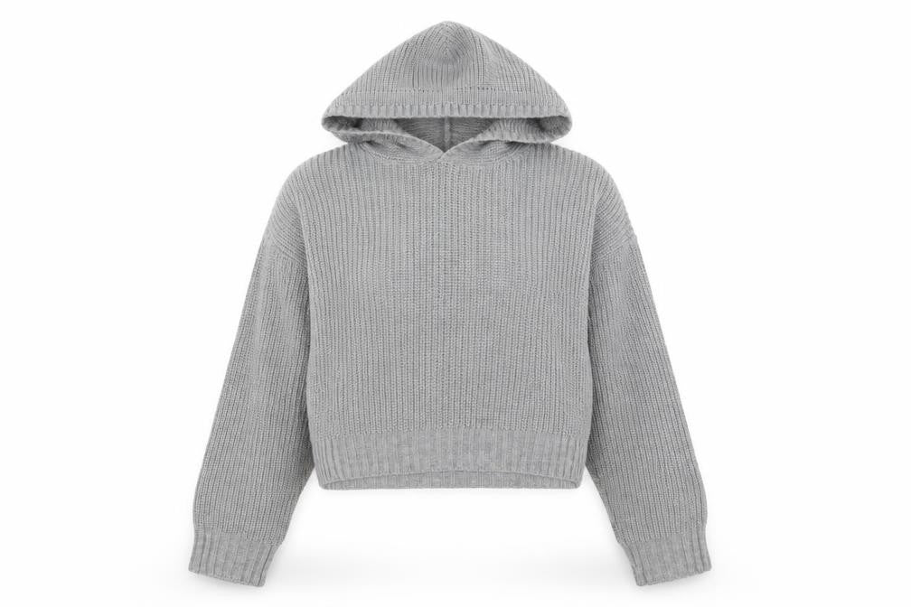 Front view of Selected women’s grey round neck acrylic jumper, size S