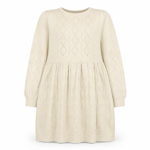 Fancyqube Girls Beige Argyle/Diamond Cotton Jumper Dress Size L Round Neck Pullover