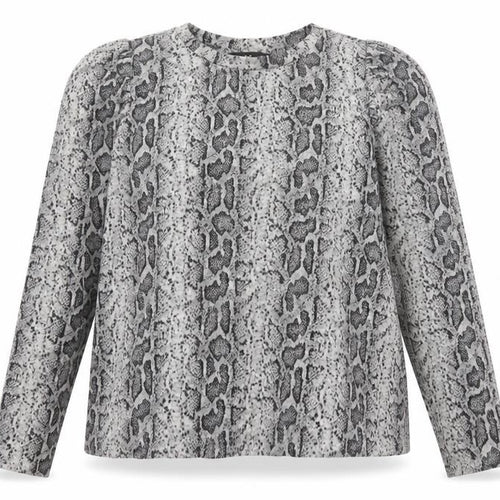 F&F Womens Grey Animal Print Polyester Basic T-Shirt Size 10 Crew Neck - Snake Print