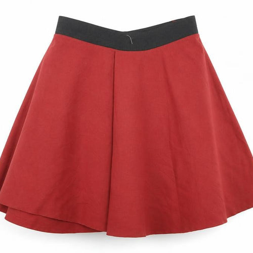 Pull&Bear Womens Orange Polyester Skater Skirt Size S