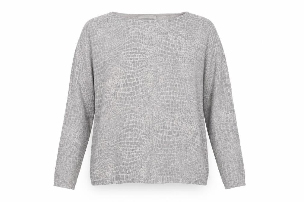 Marks and Spencer Womens Grey Boat Neck Animal Print Angora Pullover Jumper Size 16
