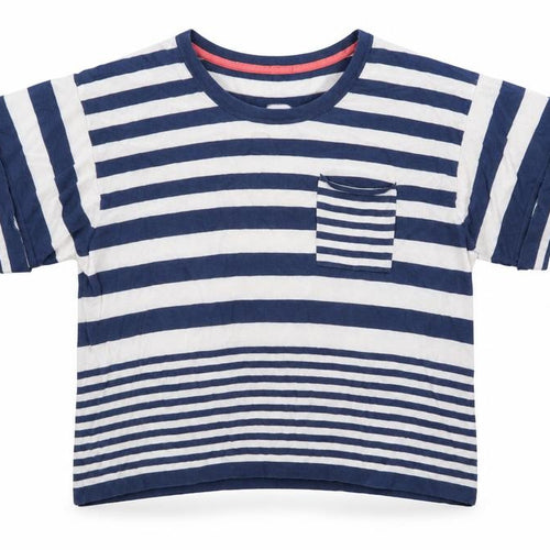 Olive and Olivia Womens Blue Round Neck Striped 100% Cotton Pullover Jumper Size XL