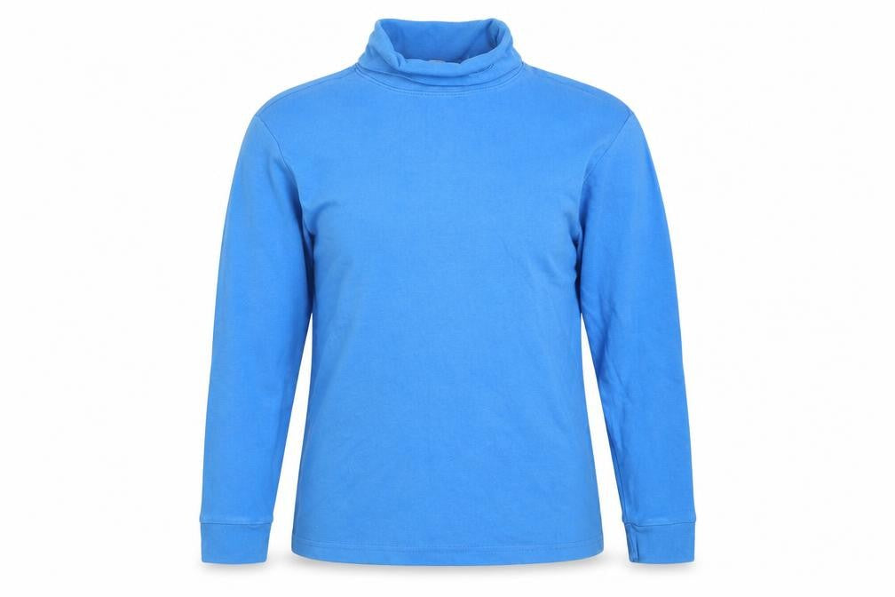 Front view of Crane Snow women’s blue cotton pullover sweatshirt, size M, pullover