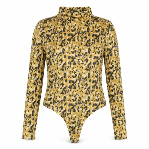 Primark Womens Yellow Animal Print Polyester Bodysuit One-Piece Size 12 Snap