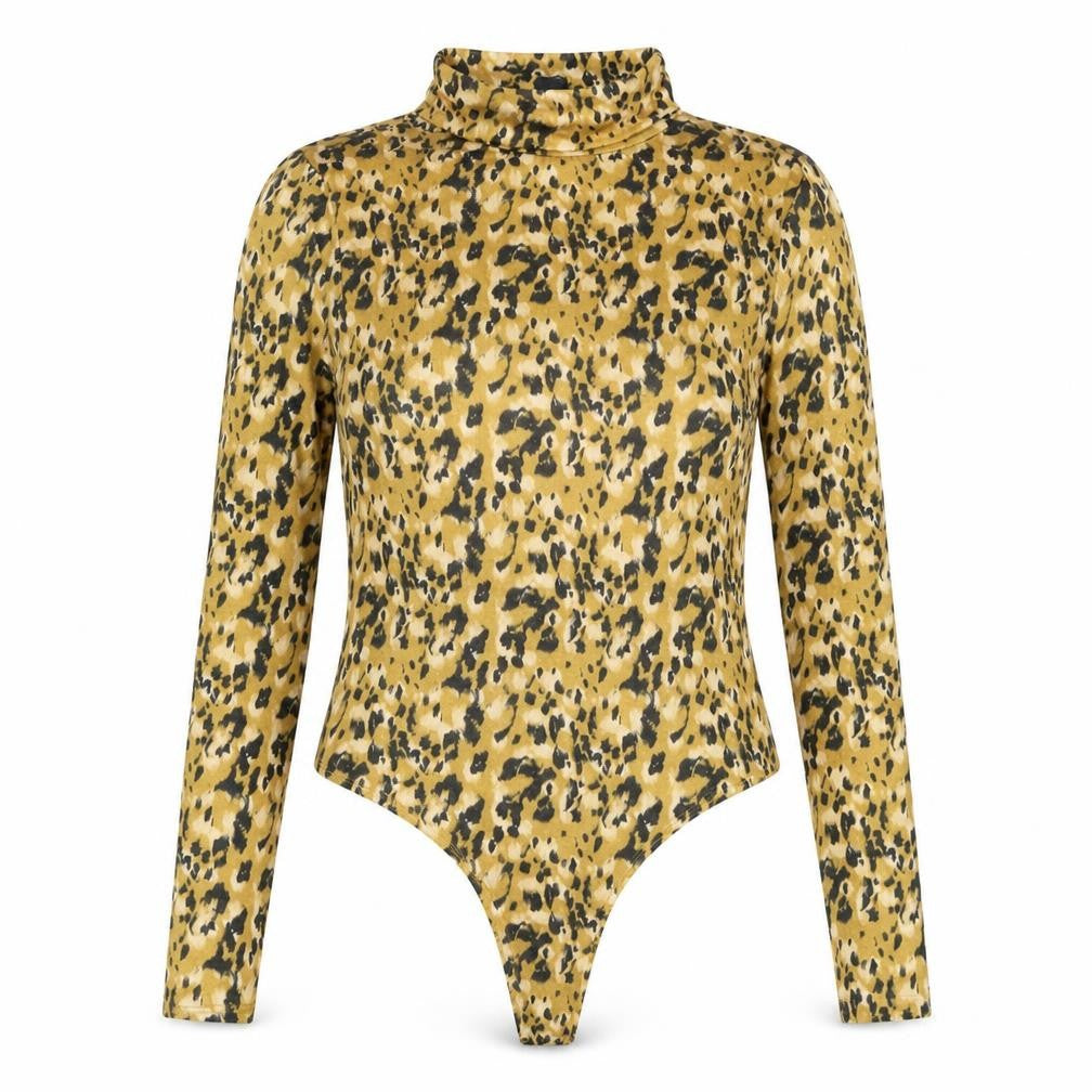 Primark Womens Yellow Animal Print Polyester Bodysuit One-Piece Size 12 Snap