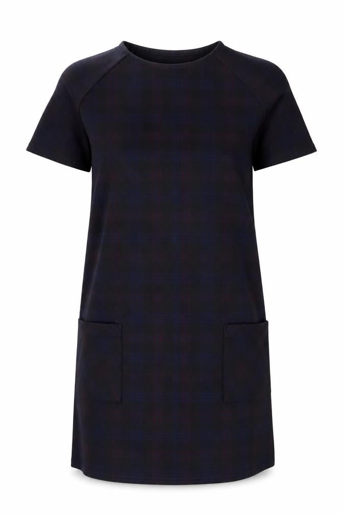 New Look Womens Blue Plaid Polyester Shift Size 8 Round Neck Pullover