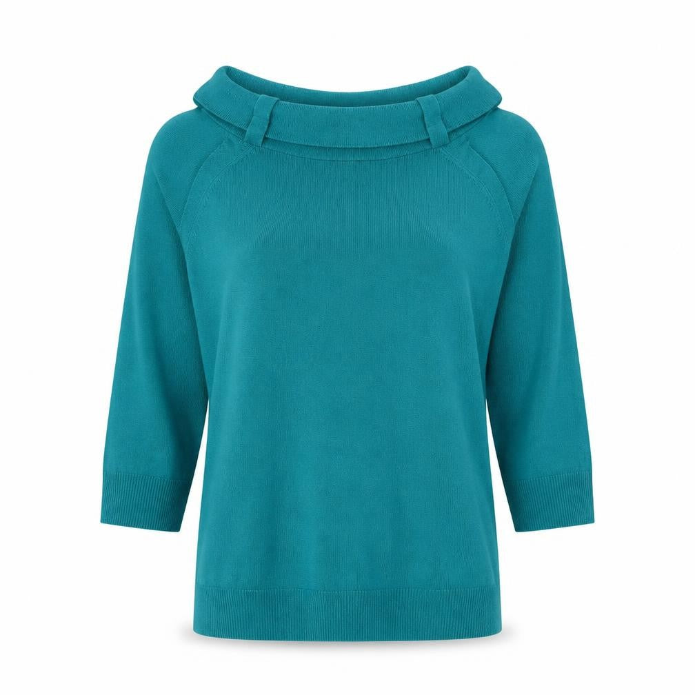 Marks and Spencer Womens Green Boat Neck Acrylic Pullover Jumper Size 14