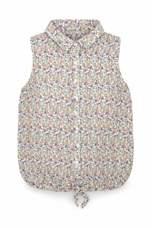 Front view of Avenue women’s multicoloured floral viscose basic button-up, size UK 8, collared
