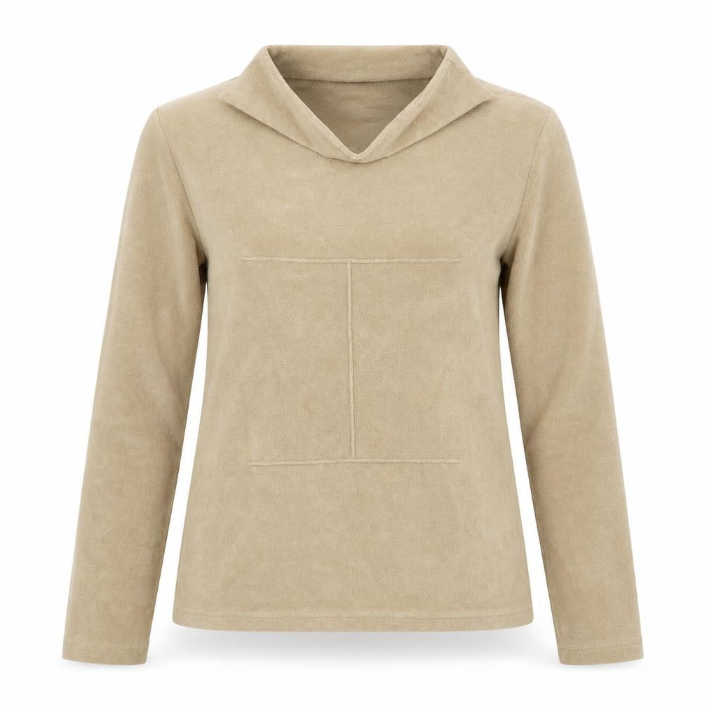 Front view of Per Una women’s brown cowl neck polyester jumper, size UK 8