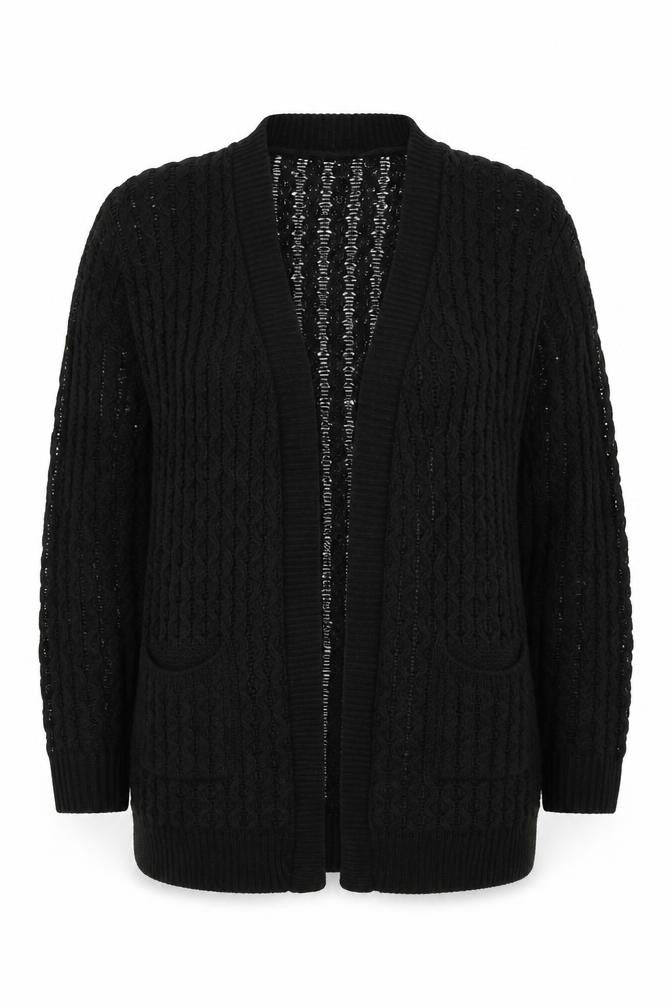 Glimpse Design Womens Black V-Neck Acrylic Cardigan Jumper Size S