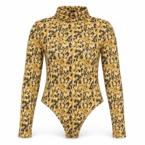 Primark Womens Yellow Animal Print Polyester Bodysuit One-Piece Size 10 Snap - Cheater Print