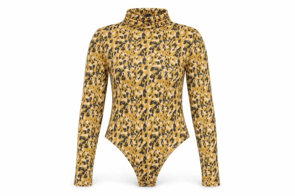 Primark Womens Yellow Animal Print Polyester Bodysuit One-Piece Size 10 Snap - Cheater Print