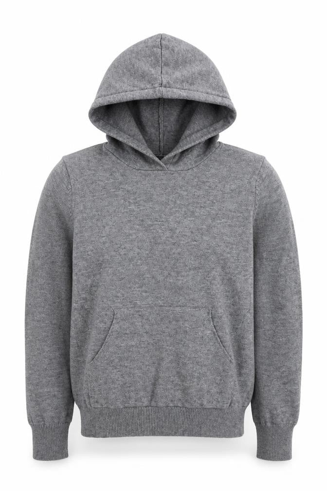 Front view of Primark women’s grey viscose pullover hoodie, size XS, pullover
