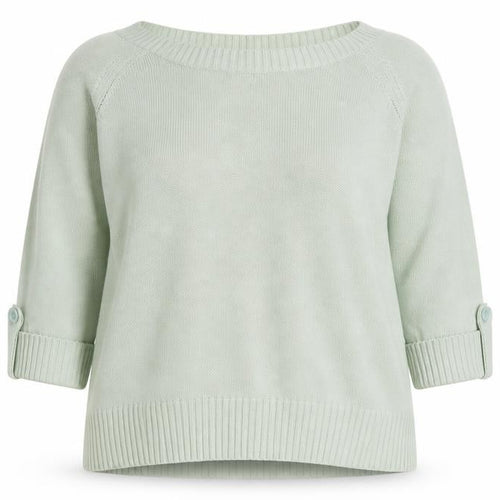 Bonmarché Womens Green Boat Neck 100% Cotton Pullover Jumper Size XL