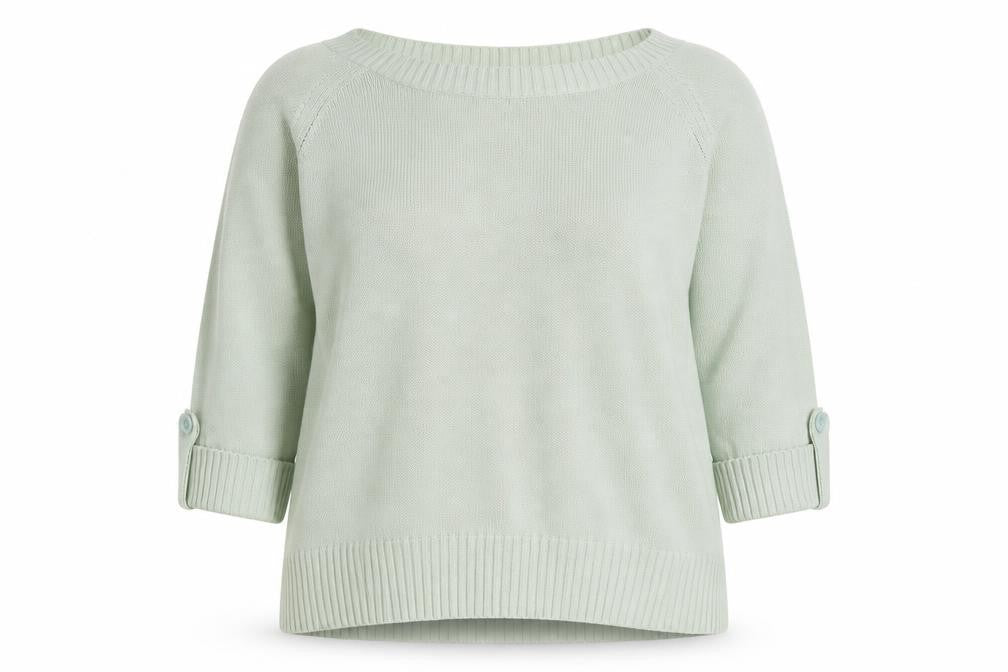 Bonmarché Womens Green Boat Neck 100% Cotton Pullover Jumper Size XL