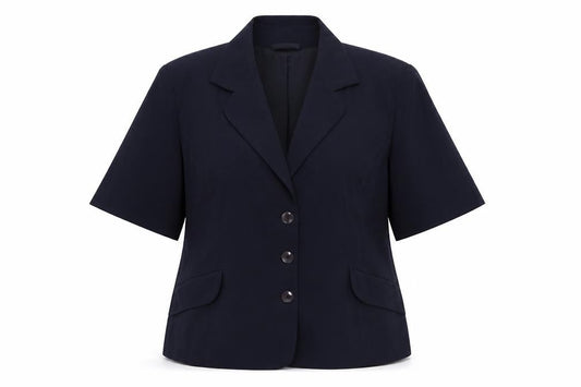 Front view of Mackays Blue Jacket Blazer, size 18, Button