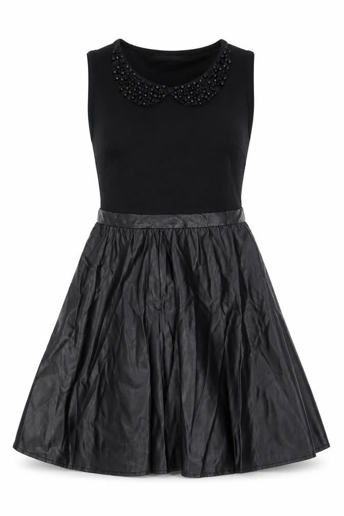Front view of Atmosphere women’s black polyester skater dress, size UK 10, round neck pullover