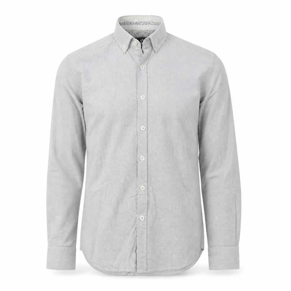 Steel & Jelly Mens Grey Polyester Button-Up Size S Collared Button