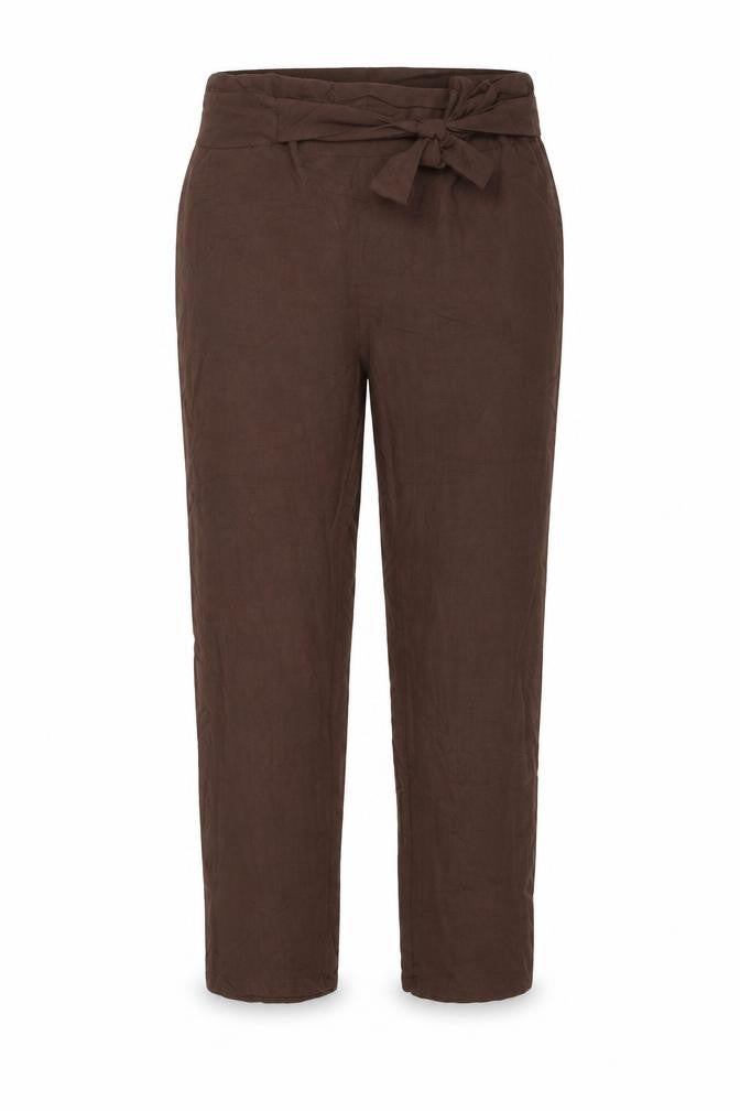Celmia Womens Brown Cotton Trousers Size S L27 in Regular Tie