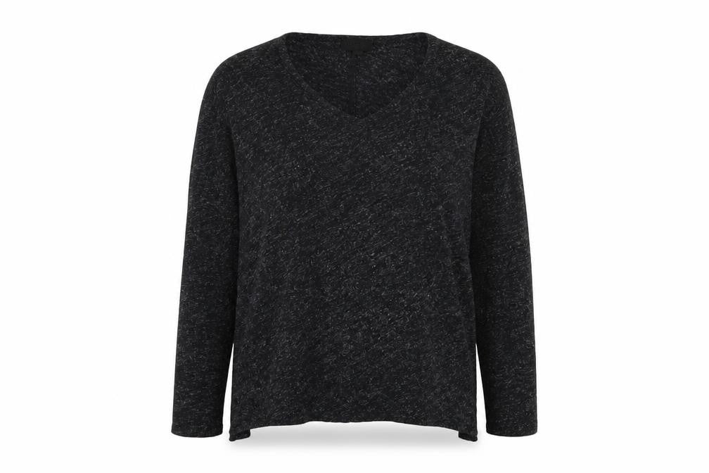 Front view of Topshop women’s black scoop neck viscose jumper, size UK 8