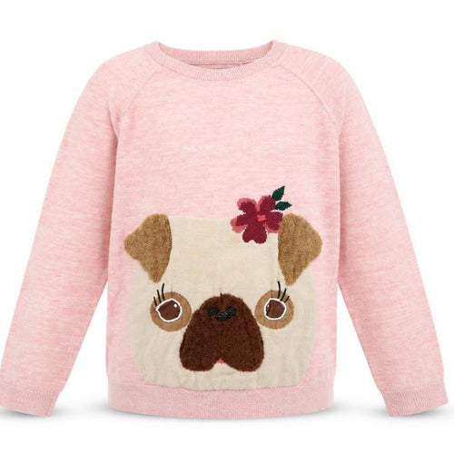 TU Girls Pink Crew Neck Cotton Pullover Jumper Size 13 Years - Dog